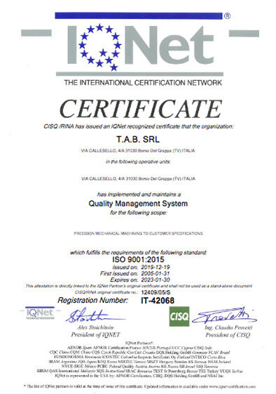 TAB Torneria - certificazione-IQnet